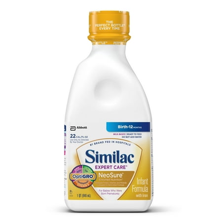 Similac NeoSure Infant Formula with Iron, Ready to Feed, 1 qt (Pack of 6)