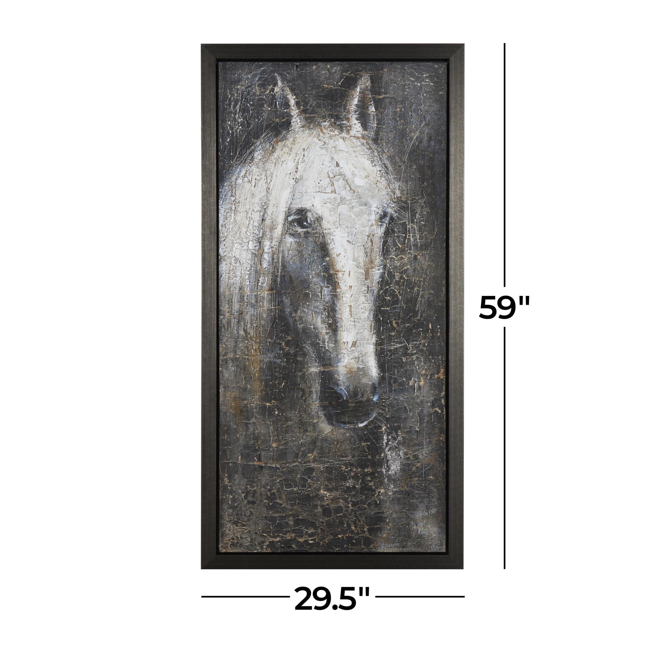30" x 59" Horse Framed Wall Art with Textured Distressing, by DecMode