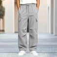 thumbnail image 6 of Boys Cargo Sweatpants Teen Casual Relaxed Fit Joggers with Multi-Pockets Elastic Waist Drawstring Lightweight Tactical Pants for Hiking School, 6 of 7