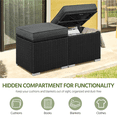 thumbnail image 6 of Renwick Wicker Patio Storage Ottomans with Cushions, Set of 2, Black/Gray, 6 of 8