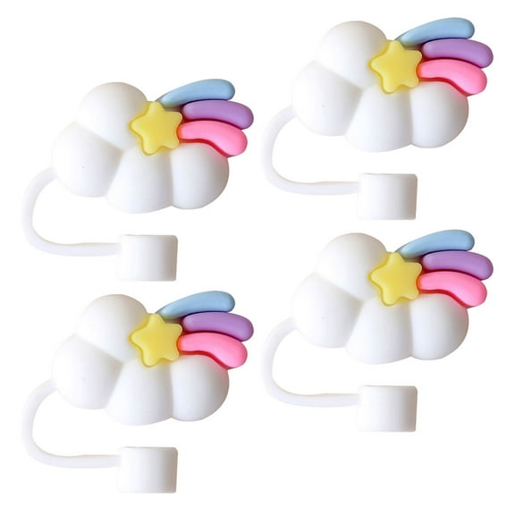 4 Pcs Silicone Straw Stopper Straws Cute Straw Plug Silicone Straw Caps Straw Protectors Straw Topper Silicone Straw Lid
