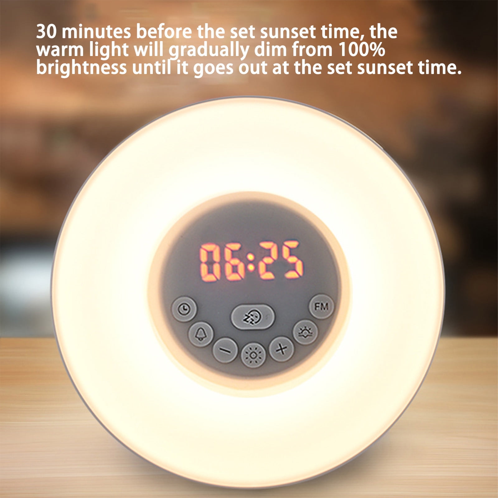 lulshou Smart Multifunction Natural Wake Up Light Simulate Sunrise Natural Wake Up with Clock Alarm Clock FM Radio Alarm Clocks for Bedrooms