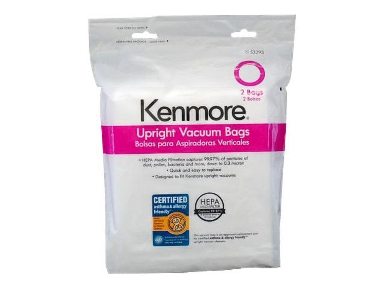 Kenmore 53293 2 Pack Style O HEPA Vacuum Bags for Upright Vacuums ...