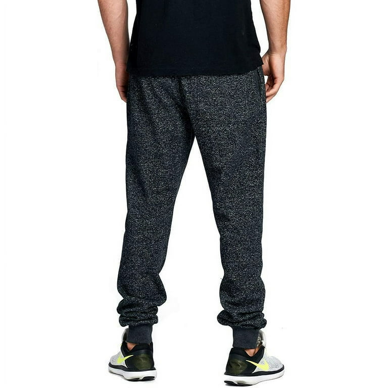 ProGo USA Men s Joggers Sweatpants Basic Fleece Marled Jogger Pant Elastic Waist Marled Black Medium