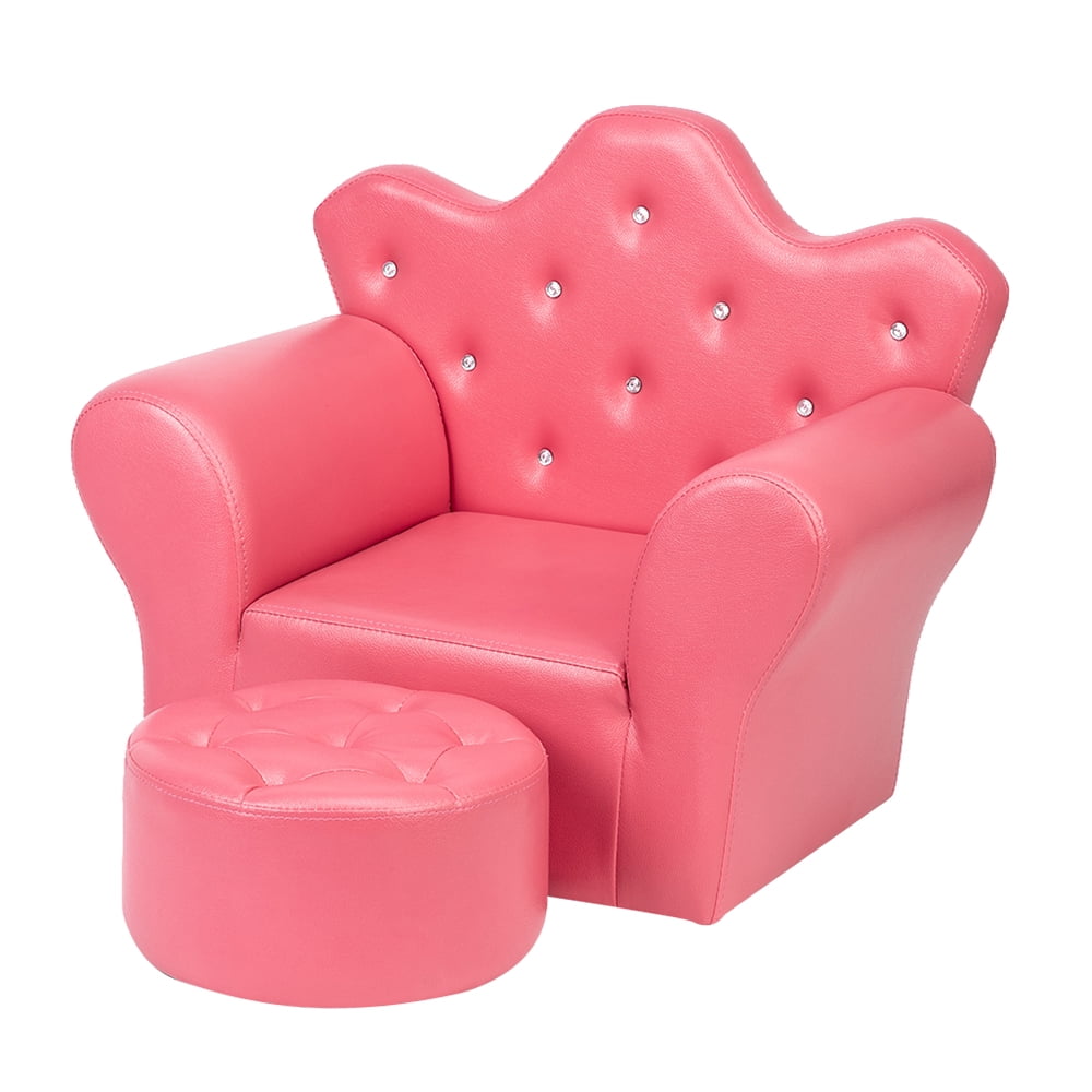 HOMCOM Kids Little Girl Sofa Armchair Chair w/ Footstool Leather 