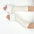 thumbnail image 4 of Tittly Winter Gloves Gloves for Women Women's Long Furry Gloves Knitted Warm Fingerless Arm Sleeves Knit Gloves Warm Gloves White One Size, 4 of 4