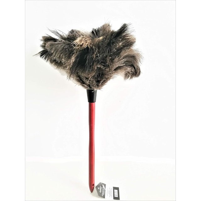 18" Feather Duster Wooden Handle | Natural for Cleaning and Moping 18-20" Inch Genuine Ostrich Feathers, Easy to Clean Reuse