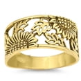 thumbnail image 3 of Sunflower Simple Plain Band Ring Yellow Tone 925 Sterling Silver Size 11, 3 of 3