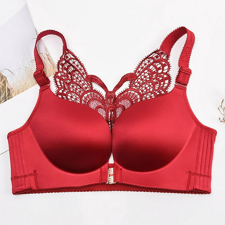 Ladies Pink Butterfly Back Front Closing Push-up Bra 38B