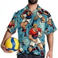 thumbnail image 4 of Football Men's Poplin Casual Printed Button Down Short Sleeve Summer Beach Shirts Unisex, 4 of 6