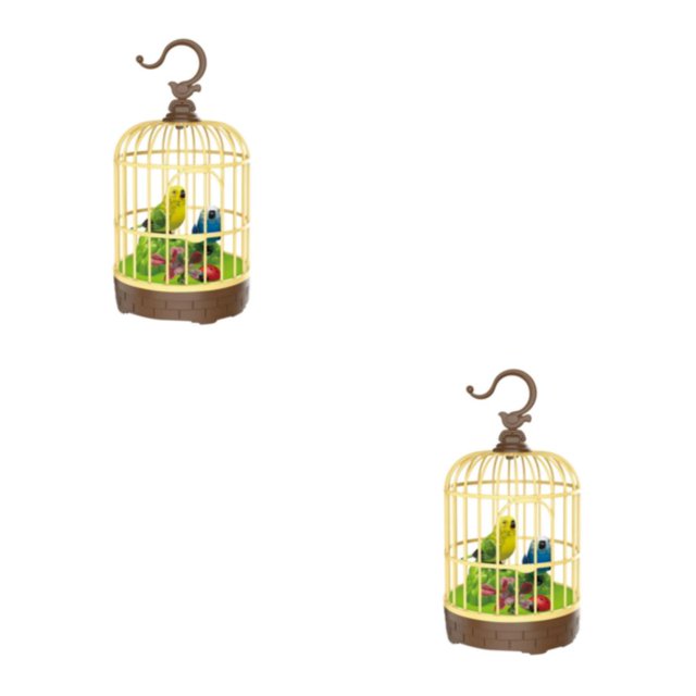 sweethay Singing Chirping Bird in Cage Realistic Activated Chirp Sound 2piezas Verde y azul