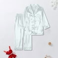 thumbnail image 6 of Pxiakgy 2025 Family Satin Christmas Pajamas Sets Solid Silk Xmas Pjs Matching Sets Soft Sleepwear for Mens Womens Adults Kids Christmas Satin Pajamas for Family 2 Piece White Kid Size:150, 6 of 8