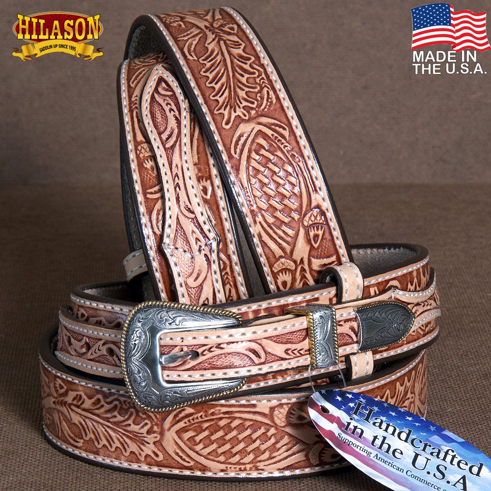C-2-30 30/" Hilason Oakleaf Made In The Usa Gun Holster Leather Work Belt Brown