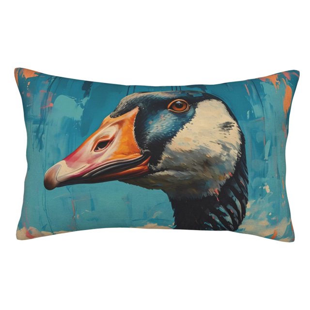 Fotbe Blue Watercolor Duck Funda de Almohada Decorativa Estilo Occidental, Lujo en Algodón, Fundas para Almohadas King, Cojín Estampado para Decoración del Hogar-16"x24"