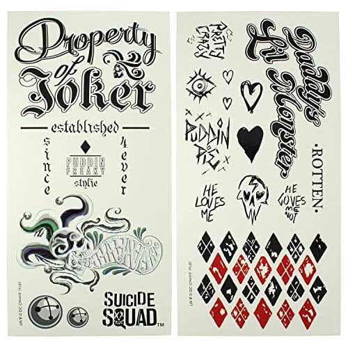Dc Comics Suicide Squad Harley Quinn Joker Temporary Tattoos Walmart Com Dc Comics Suicide Squad Harley Quinn Joker Temporary Tattoos Walmart Com