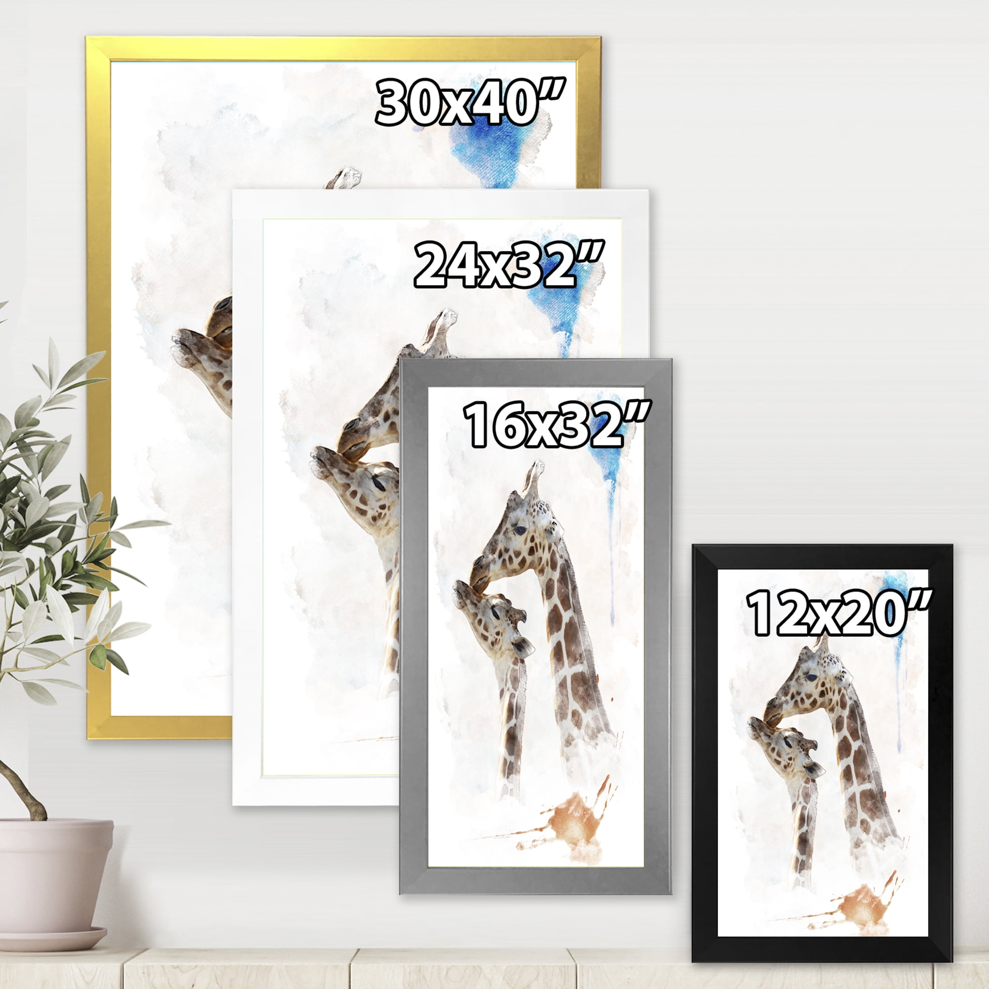 Designart 'Portrait of A Child and Giraffe' Farmhouse Framed Art Print