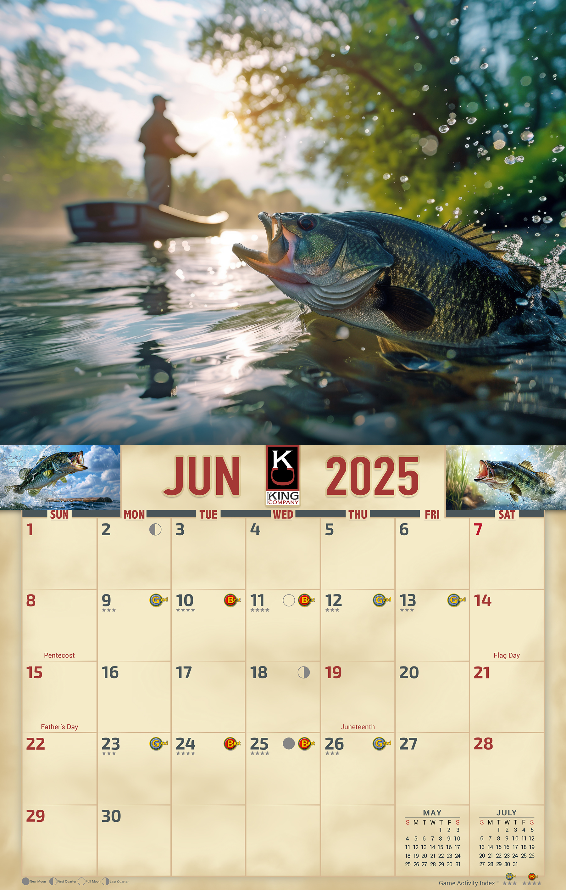2025 Bass Fishing Wall Calendar 16-Month X-Large Size 14x22, Best Fishing Calendar by The KING Company-Monster Calendars 2025-bass-fishing-wall-calendar-16-month-x-large-size-14x22-best-fishing-calendar-by-the-king-company-monster-calendars