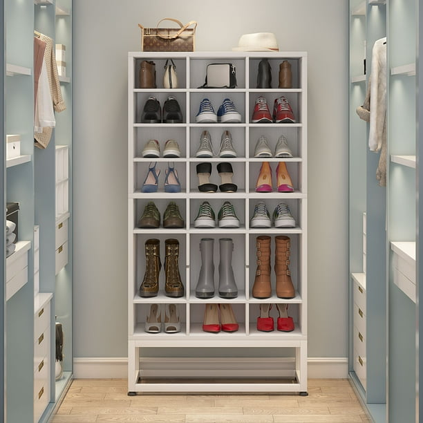 Tribesigns 24 Pairs Shoe Storage Cabinet Tall Freestanding Rack White Com Shoe Storage Cabinet Tall, Tall White Shoe Cabinet With Doors