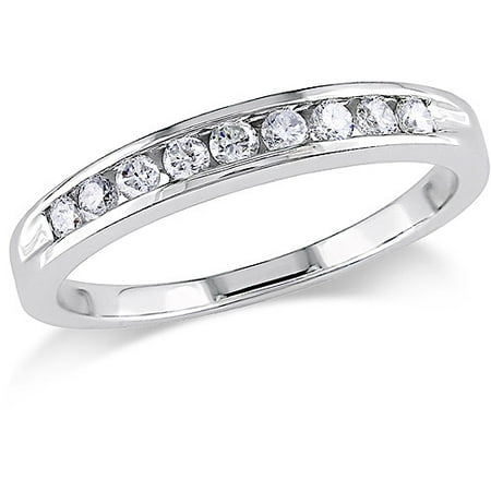 Miabella 1/4 Carat T.W. Diamond 14kt White Gold Semi-Eternity Anniversary Ring