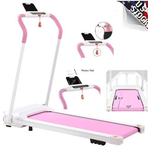 Folding Treadmill Exerciser Foldable Walk Running Machine Portable Treadmills for Home and Apartment LCD Display and Bluetooth Speaker No Assembly 