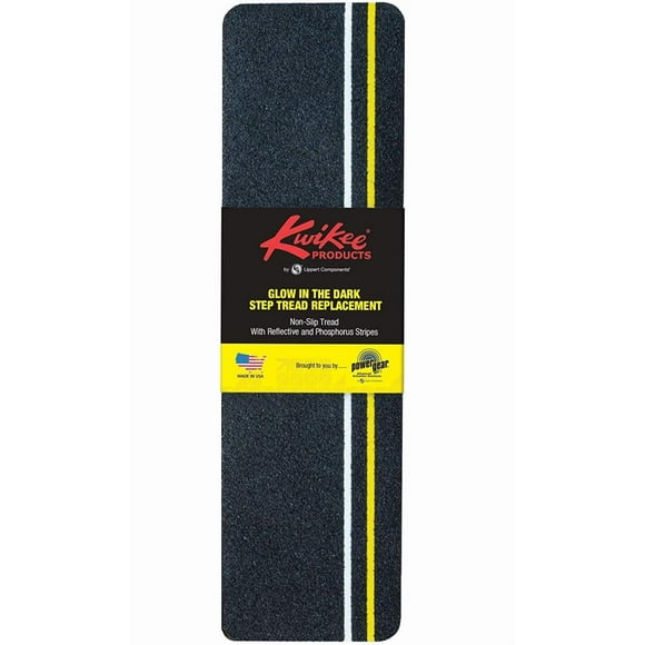 Lippert Components Entry Step Rug 379600 Self Adhesive; 21 Inch Width; Black With Yellow Glow In The Dark Strip; Replacement