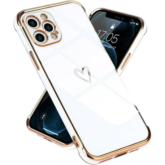 ZUKKASHAN for iPhone 12 Pro Max Case Cute Girls Silicone Heart Pattern Design Case Fashion Plating Edge Ultra Thin Shockproof Protective Bumper Phone Case for iPhone 12 Pro Max