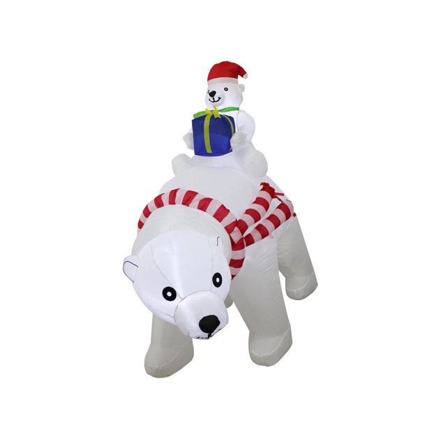 Holiday Time Yard Inflatable Animated Polar Bear, 6.5'