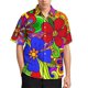 thumbnail image 3 of Blusas estampadas con flores coloridas y estampado completo para hombres, ropa para vacaciones en la playa, camisetas de manga corta con estampado floral brillante en 3D, 3 of 5