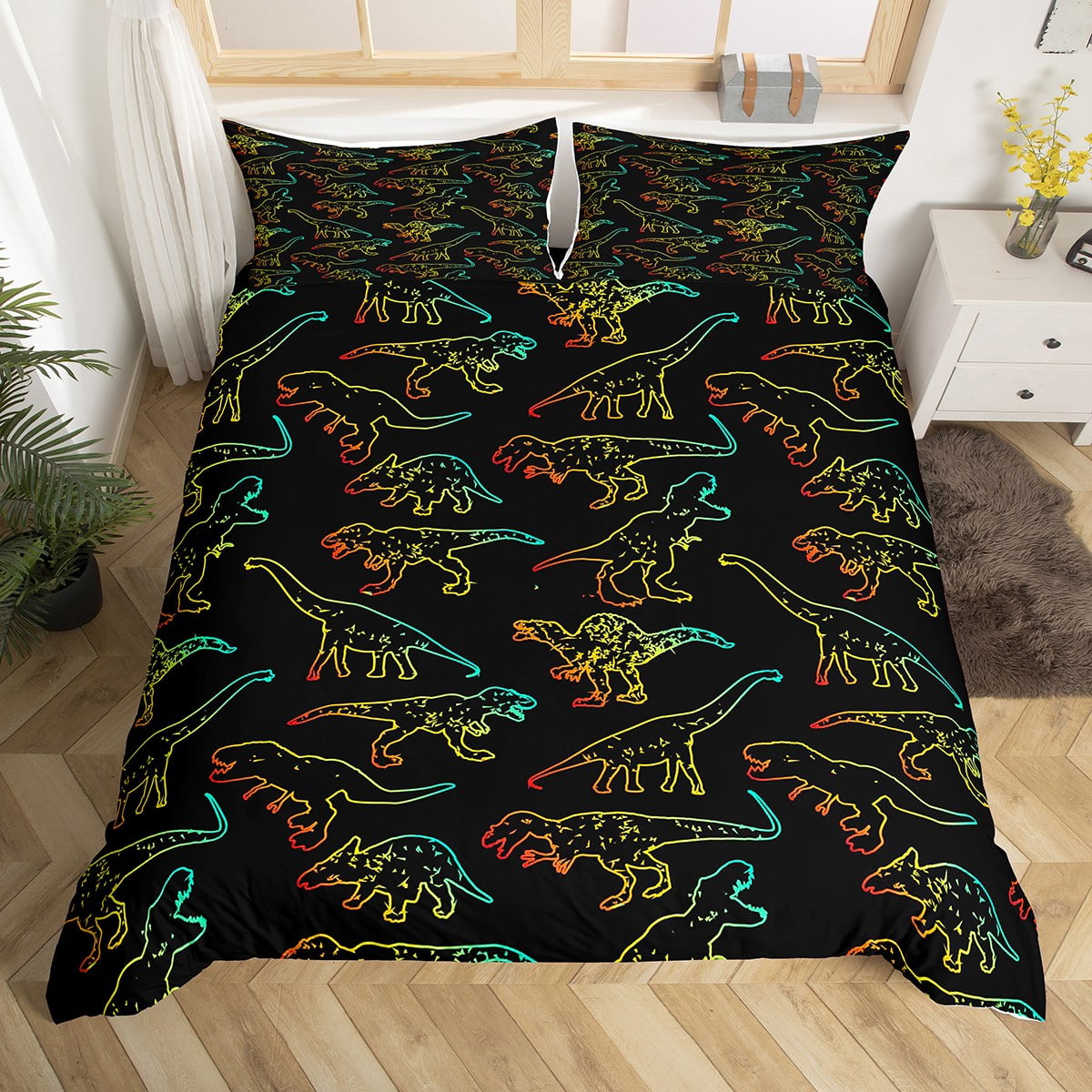 YST Trippy Dinosaur Duvet Cover Twin for Boys Kids Comforter Cover