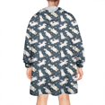 thumbnail image 2 of Wearable Oversized Blanket,Dark Blue Cartoon Unicorn Pattern Wearable Blanket Hoodie for Adults,Cozy Hooded Blankets with Super Pockets,Super Warm Fuzzy Pullover for Women & Men, 2 of 6