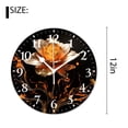 thumbnail image 2 of 12 Inch Wall Clock Battery Operated Silent Clock Decorative for Office, Kitchen, Outdoor, Living Room，Fire Flame Rose Tattoo Flower Floral Pattern, 2 of 4