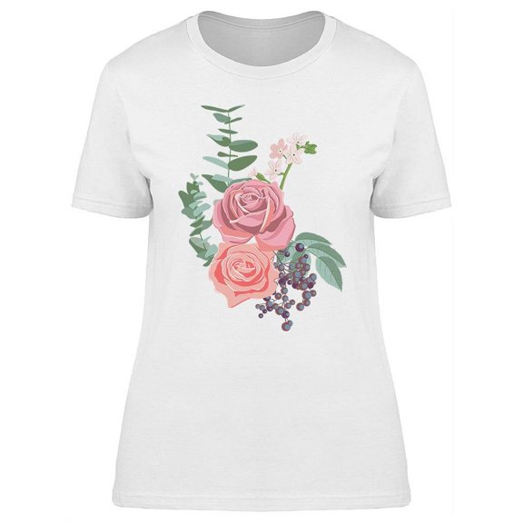 Flowers And Leaves. T-Shirt Women -Image by Shutterstock, Female Medium