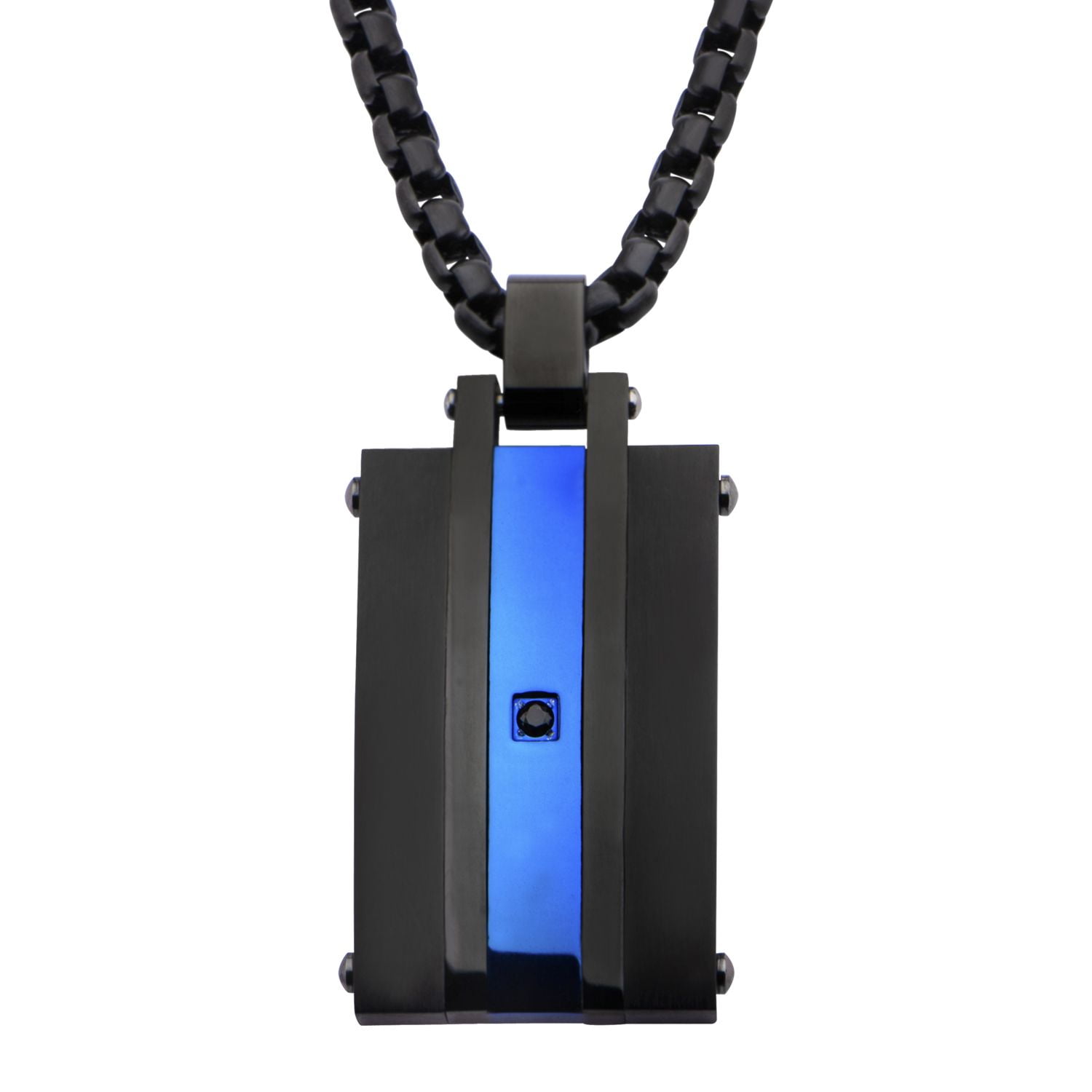 INOX Jewelry Double Sided Stainless Steel Black IP & Blue IP