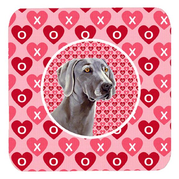 Carolines Treasures LH9161FC Weimaraner Valentines Love And Hearts Foam Coasters- Set Of 4