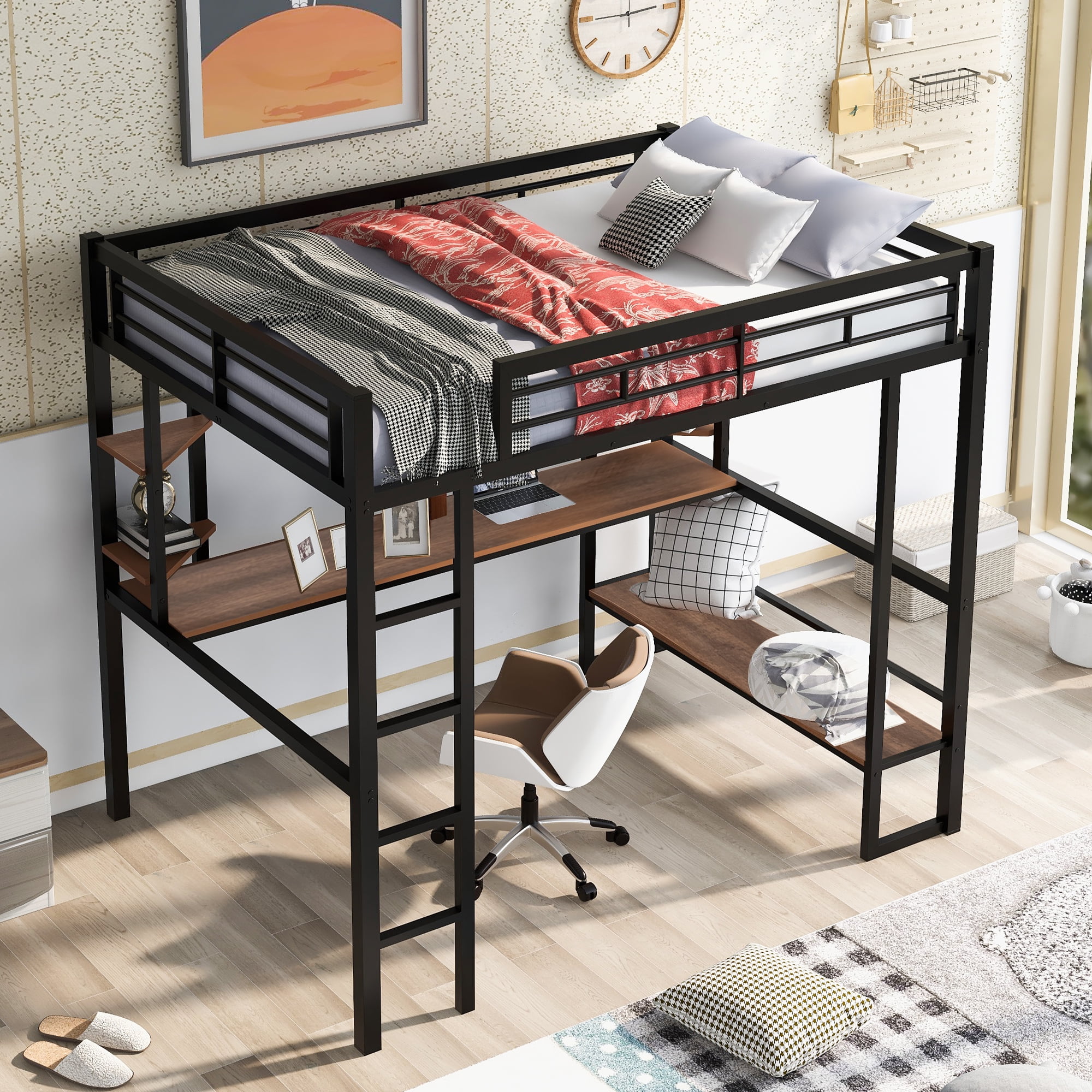 Full size metal loft bed discount
