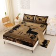 thumbnail image 2 of Castle Fairy Rustic Animal Deer King Sheets 4pcs,Wildlife Bear Paw Bedding,Taupe Black Brown,1 Fitted Sheet, 1 Flat Sheet and 2 Pillowcases, 2 of 6