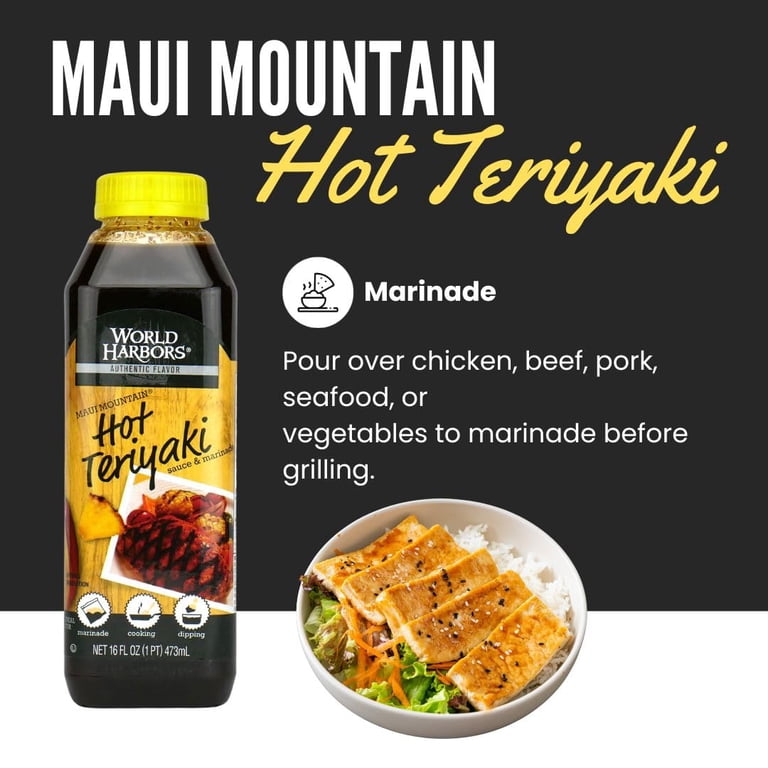 World Harbors Maui Mountain Hot Teriyaki Sauce & Marinade 16 Oz