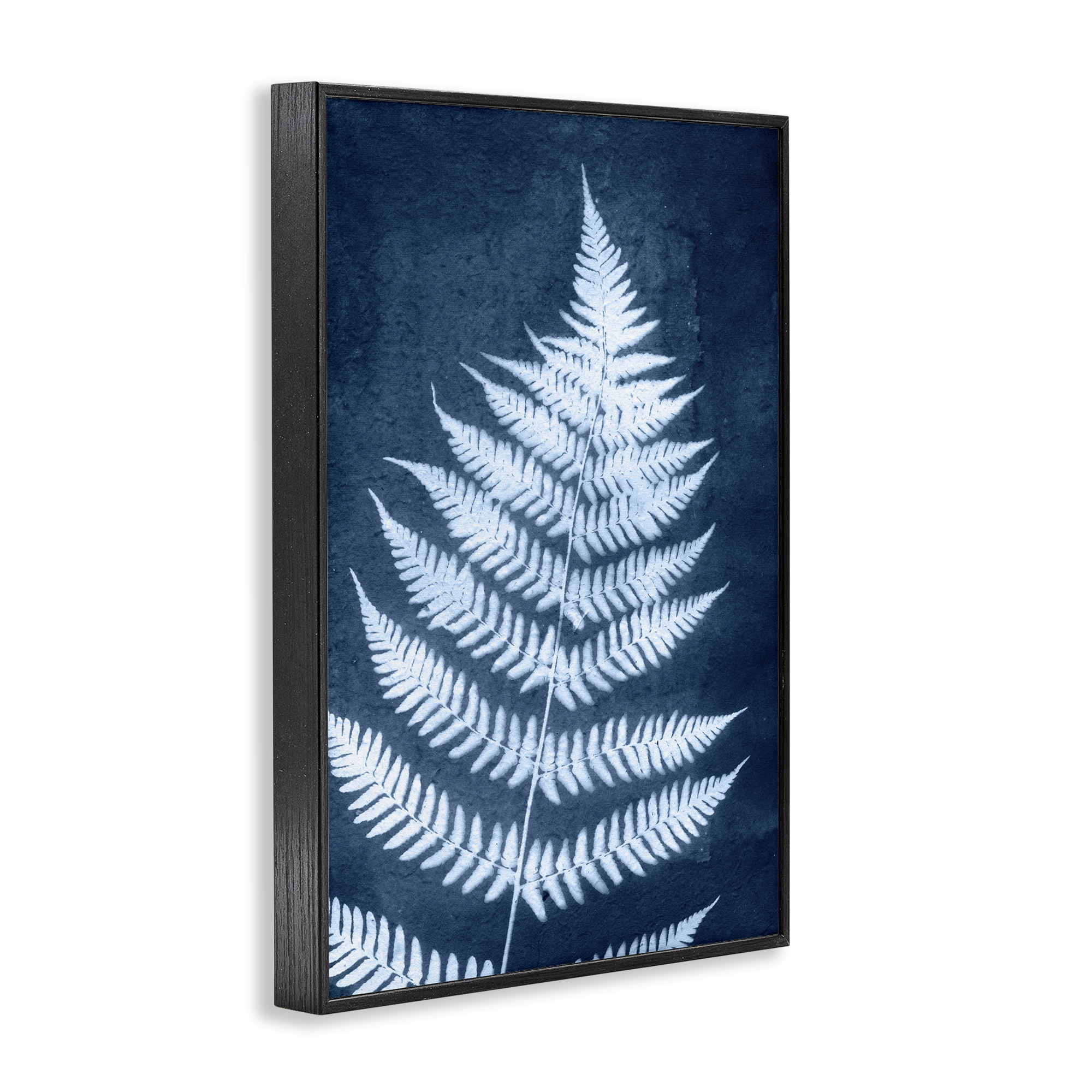 Stupell Industries Blue Natural Fern Botanical & Floral Painting Black Framed Art Print Wall Art, 12 x 18