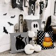 thumbnail image 2 of Halloween Pillow Covers 18 x 18 Inch Set of 4, Striped Polka Dot Spooky Ghost Black Cat Witch Hat Decorative Throw Pillowcases Indoor Holiday Decoration for Home Party Sofa Couch, 2 of 7