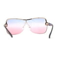 thumbnail image 4 of Womens Oversize Shield Curved Wrap Around Designer Sunglasses Gold Blue Pink, 4 of 4
