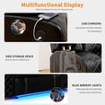 thumbnail image 4 of Recliner Chair, Power Reclining Single Sofa w/ LED Lights, USB Ports & Flip-Down Console, Breathing Leather Home Theater Seating for Living Room or RV, Black, 4 of 7