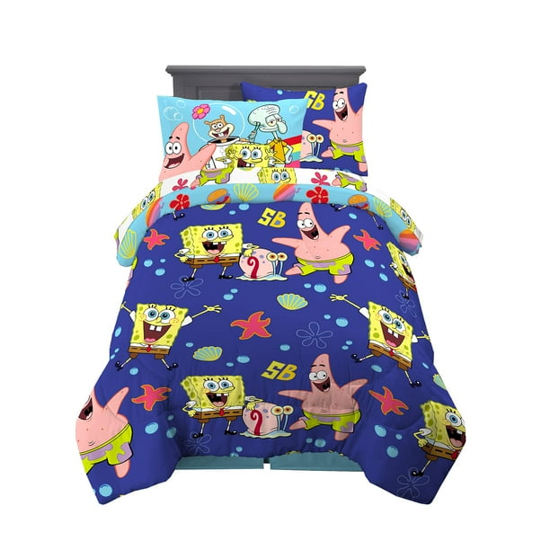 Juego de ropa de cama Franco Spongebob Squarepants de 5 piezas, tamaño doble