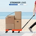 thumbnail image 4 of SPACEKEEPER Folding Hand Truck, 500 LB Heavy Duty Luggage Cart, Utility Dolly Platform Cart with 6 Wheels & 2 Elastic Ropes for Luggage, Travel, Moving, Shopping, Office Use, Orange, 4 of 7