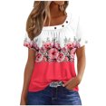 thumbnail image 1 of Fiudx Camisetas para Mujer Camiseta Plisada de Manga Corta con Cuello Estampado para Mujer, 1 of 3