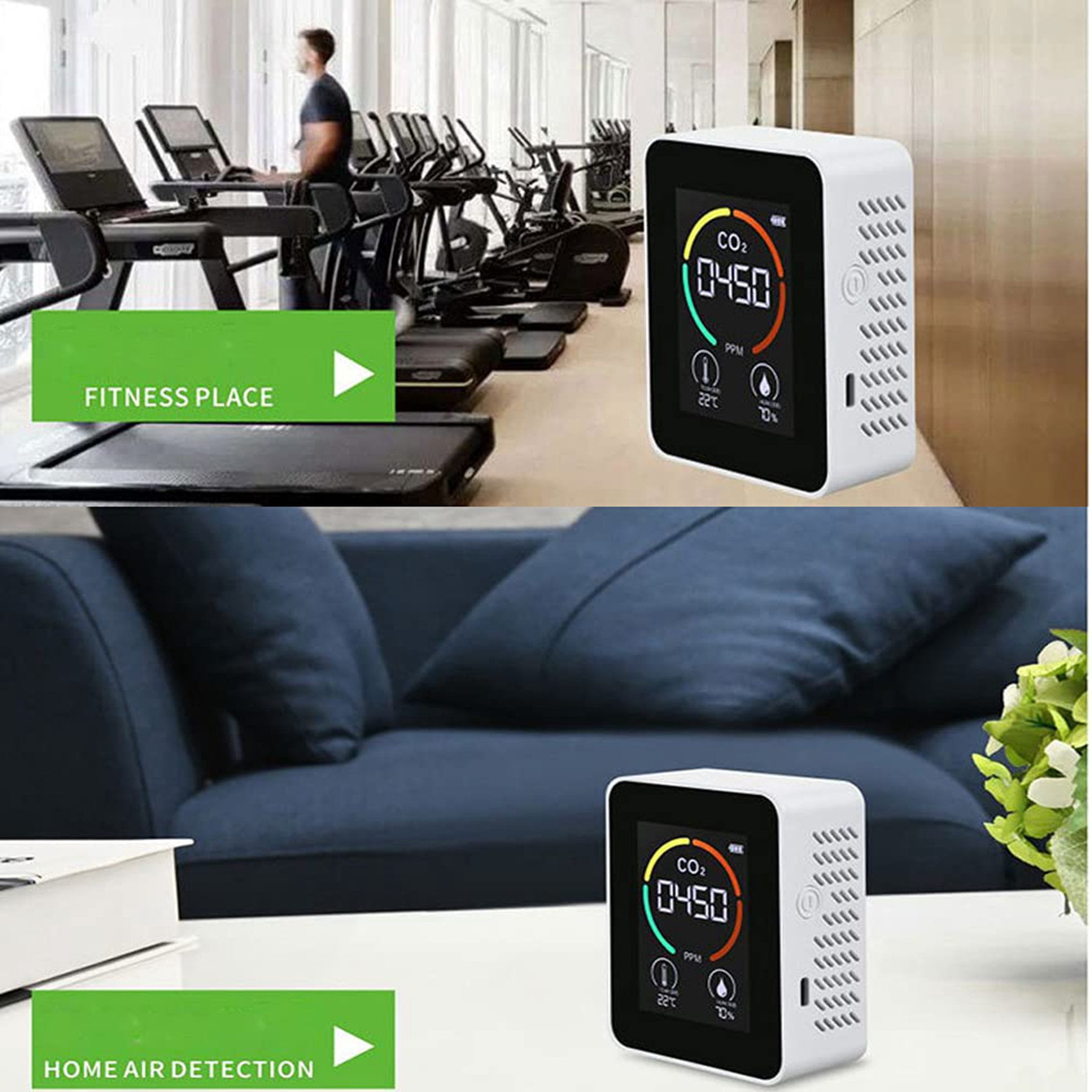 2X Temperature & Humidity Meter, Air Quality Monitor, CO2 Detector, Digital Air Pollution Carbon Dioxide Detector
