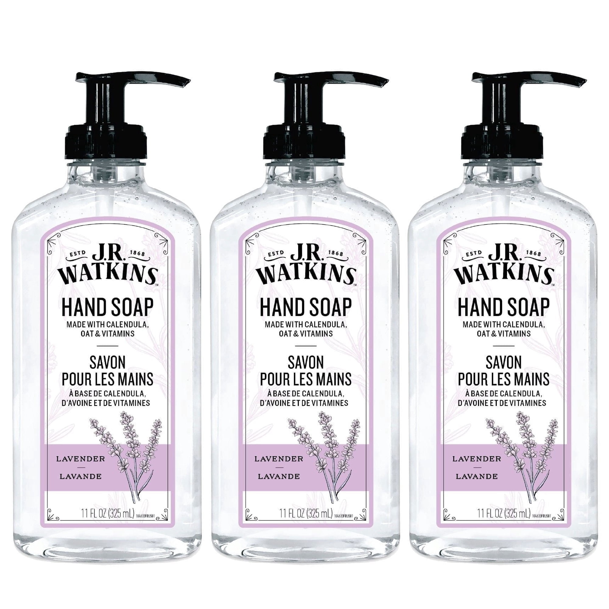 J.R. Watkins Gel Hand Soap, Lavender, 11oz (3 Pack)