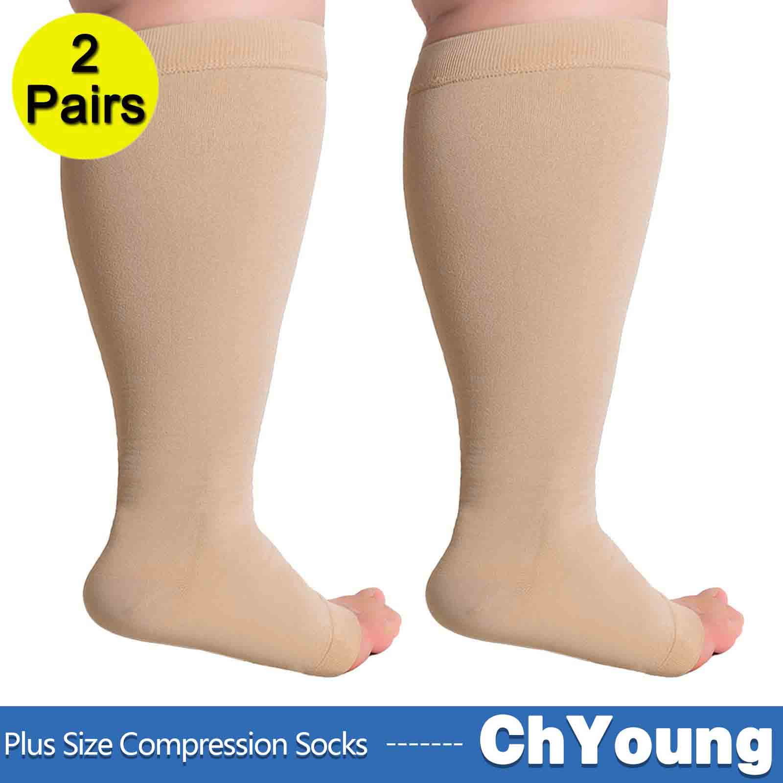 2Pack 7XL 15 Open Toe Compression Socks for Men and Women Stockings 2030mmHg Support