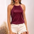 thumbnail image 4 of UQJfacai Sequin Halter Tops for Women Sleeveless Sparkly Shiny Tank Tops Flowy Sparkly Club Outfits Cocktail Party Disco Shirt, 4 of 8