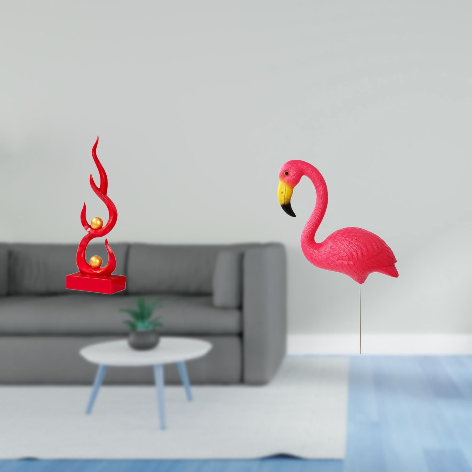 2 Sets Abstract Art Statue Flamingo Yard Stake Resin Construction for Home Garden Spring Festival Decoration