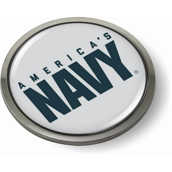BestLicensePlateFrames - America's Navy CAR Emblem 3D Domed Badge Sticker with Metal Chrome Metal Bezel - Official U.S. Navy Licensed Product